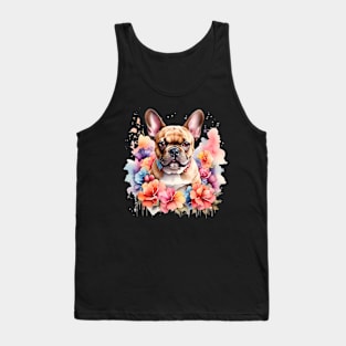 A french bulldog  decorated with beautiful watercolor flowers Tank Top